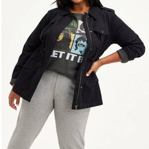 NWT Torrid Black Twill Lace-Up Hooded Anorak Jacket Coat Plus Size: 4X (26)